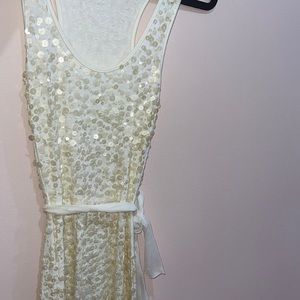 Arden B Off-White Sequin razorback Cocktail Top